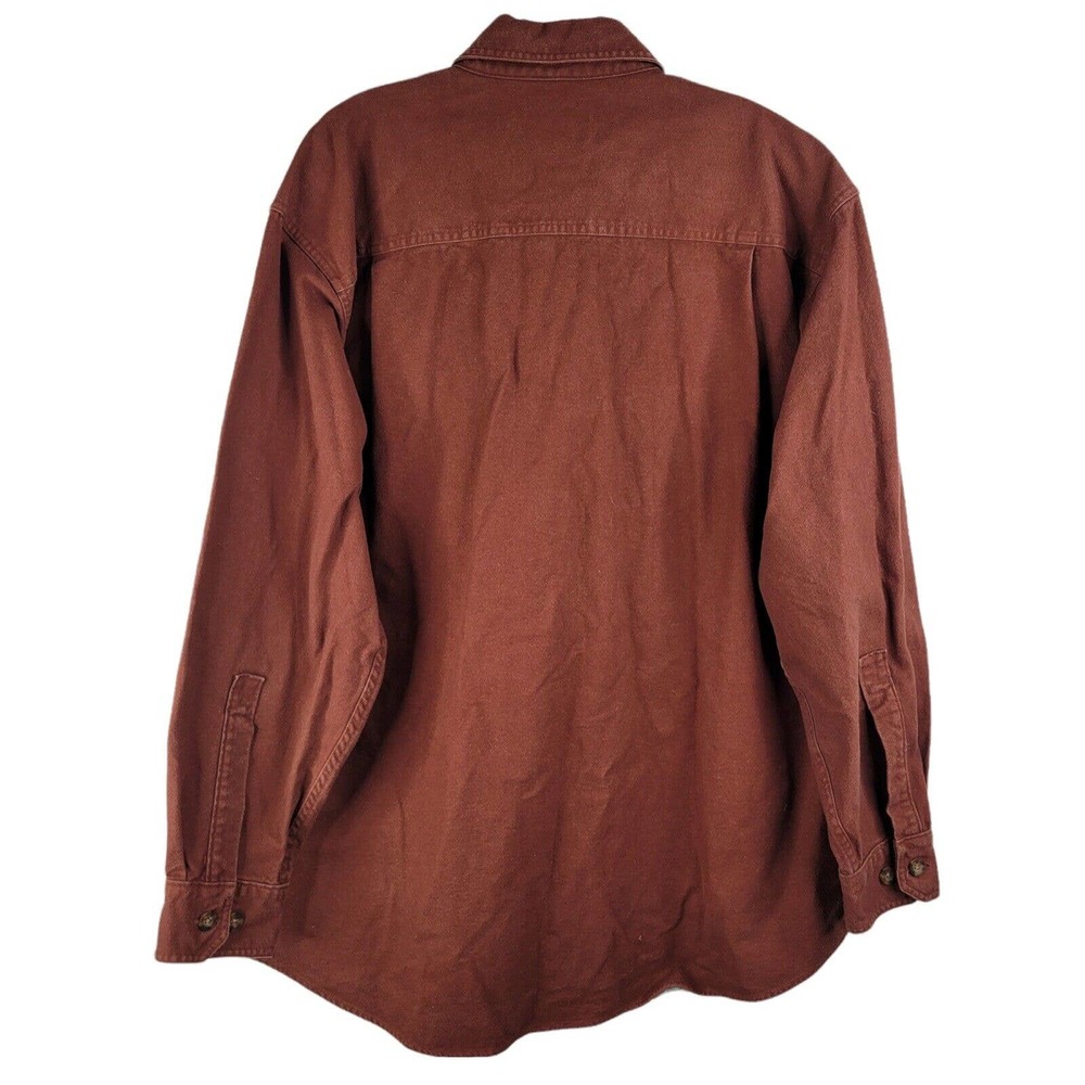 Woolrich Button Down Shirt Red Solid Cotton Long … - image 3